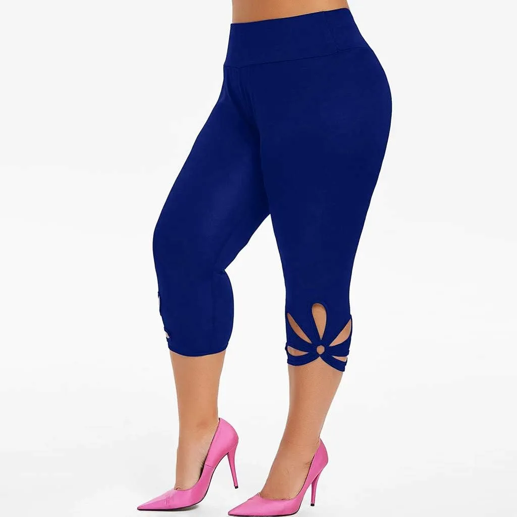 Womens Plus Size Capri Leggings Loose High Elastic Waisted Capris Causal Athletic Yoga Workout Pants Shorts
