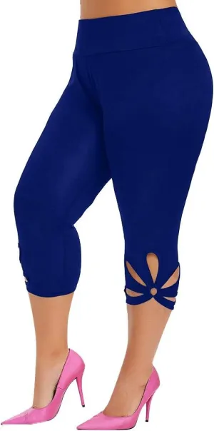 Womens Plus Size Capri Leggings Loose High Elastic Waisted Capris Causal Athletic Yoga Workout Pants Shorts