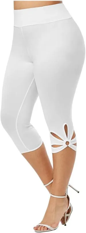 Womens Plus Size Capri Leggings Loose High Elastic Waisted Capris Causal Athletic Yoga Workout Pants Shorts