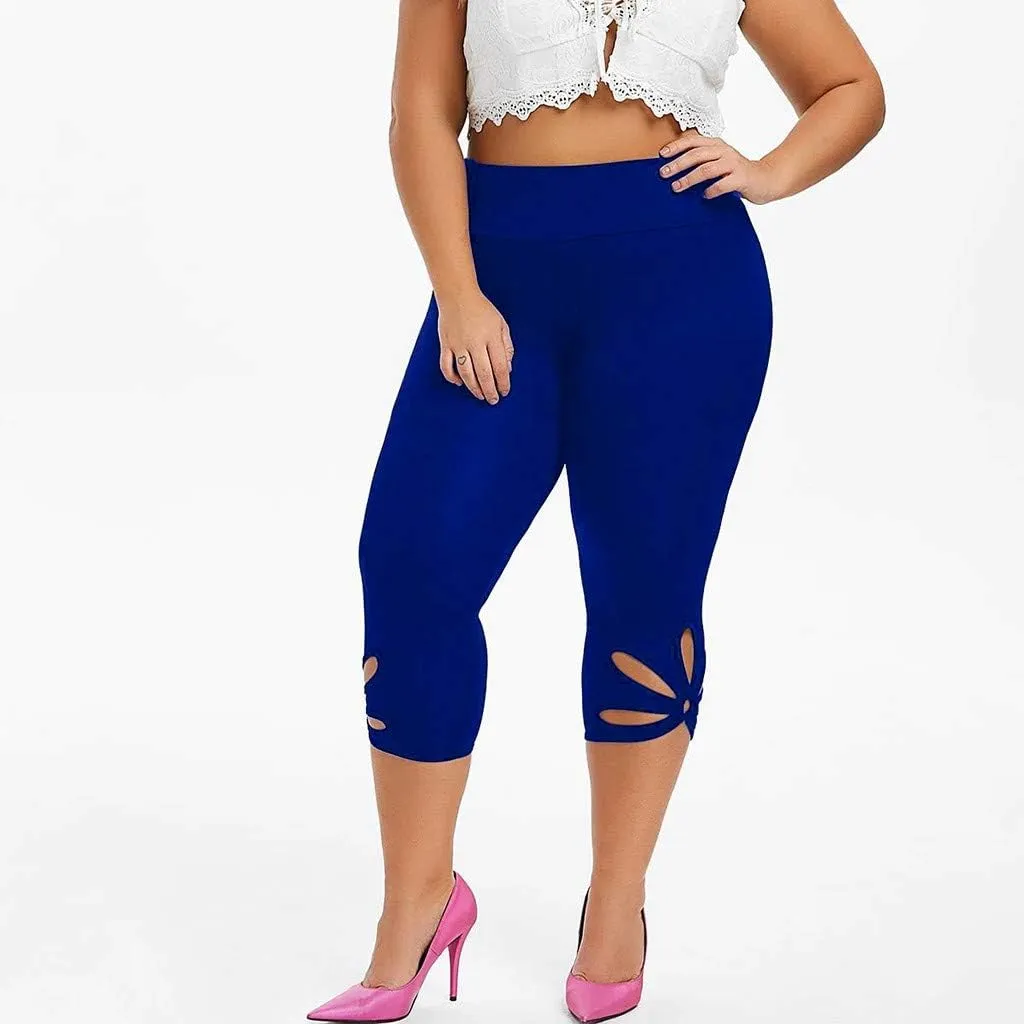 Womens Plus Size Capri Leggings Loose High Elastic Waisted Capris Causal Athletic Yoga Workout Pants Shorts