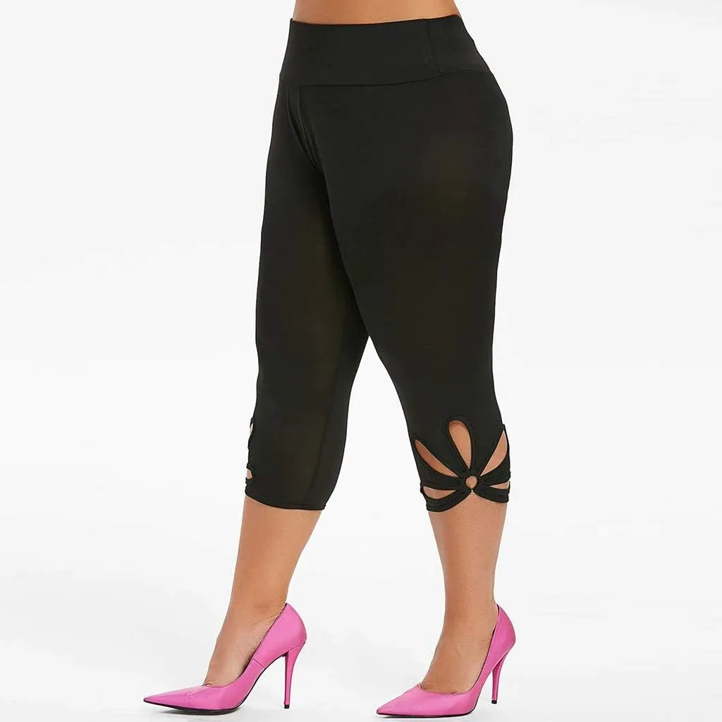 Womens Plus Size Capri Leggings Loose High Elastic Waisted Capris Causal Athletic Yoga Workout Pants Shorts