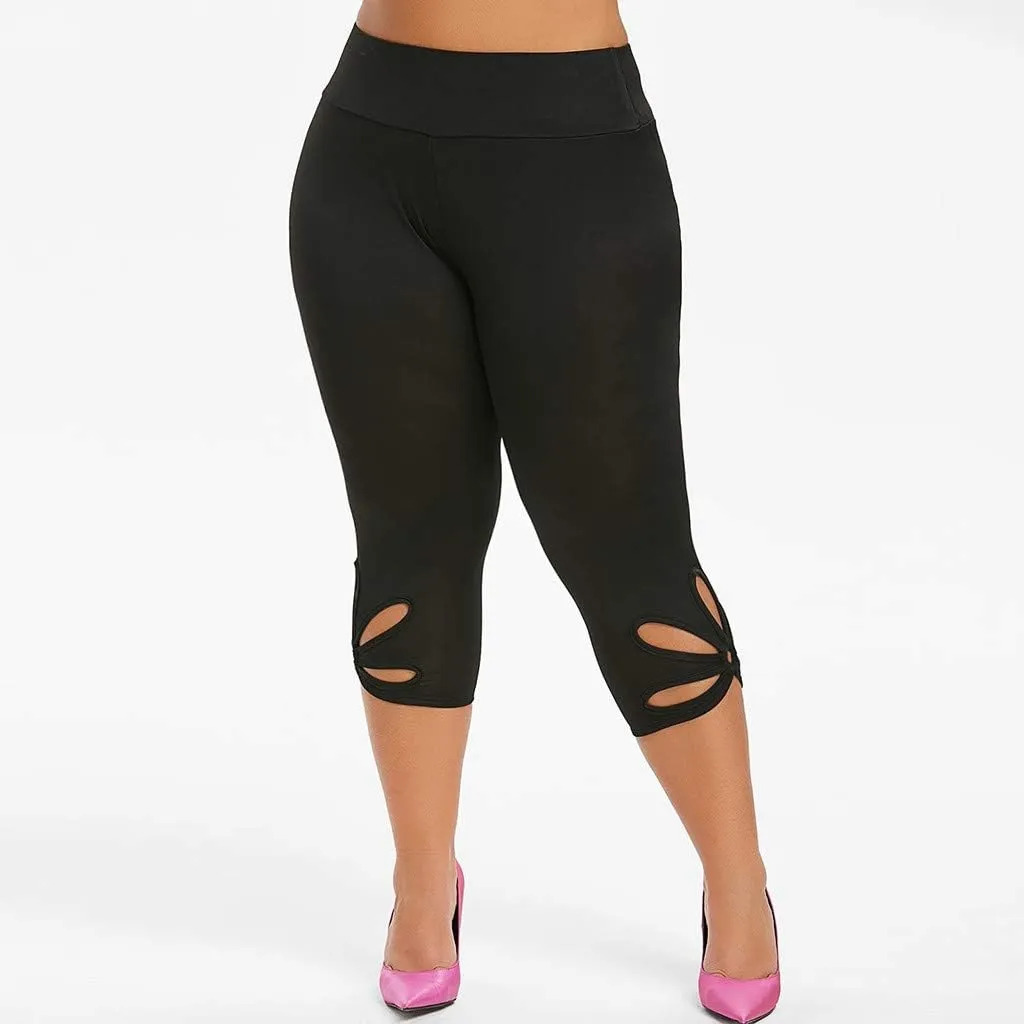 Womens Plus Size Capri Leggings Loose High Elastic Waisted Capris Causal Athletic Yoga Workout Pants Shorts