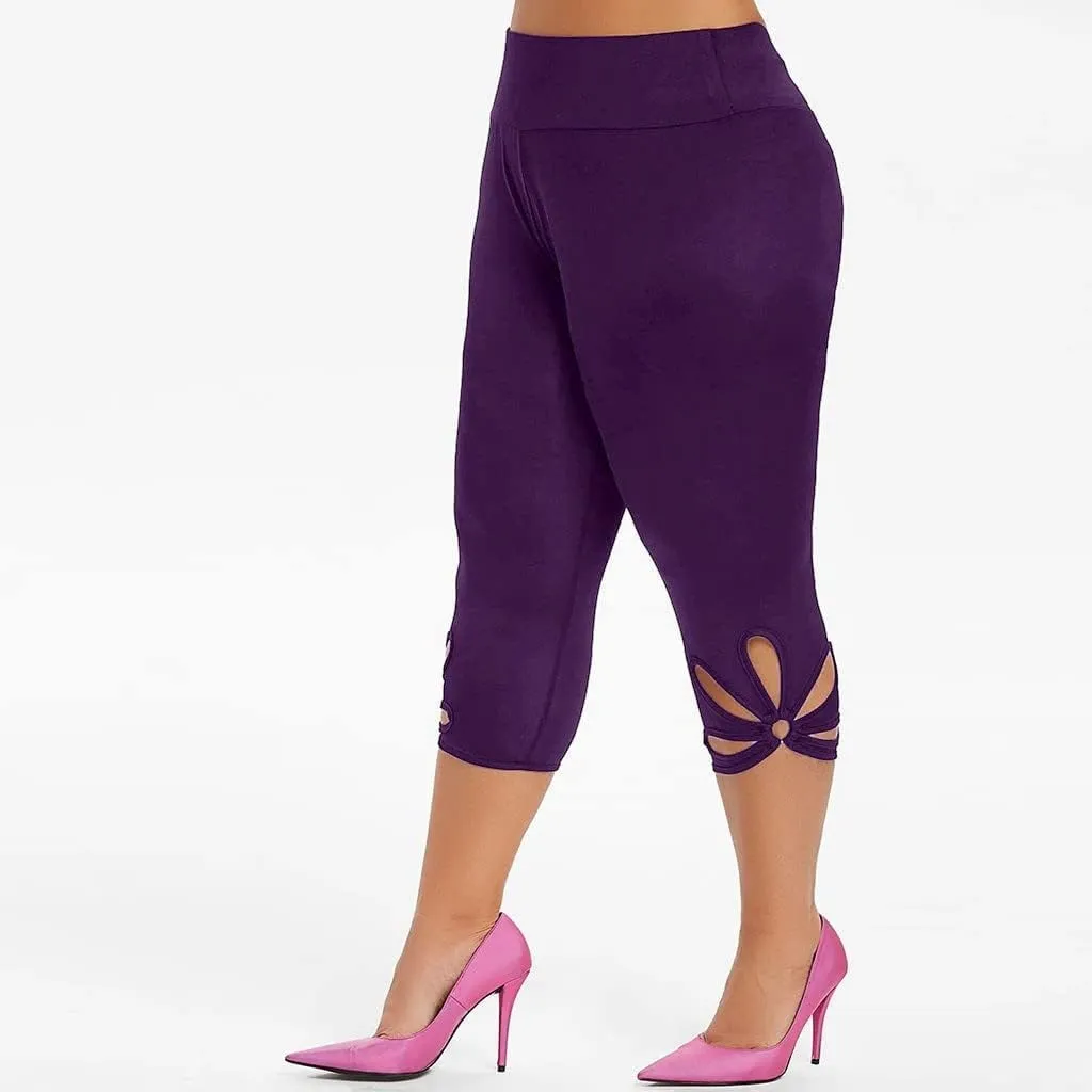 Womens Plus Size Capri Leggings Loose High Elastic Waisted Capris Causal Athletic Yoga Workout Pants Shorts