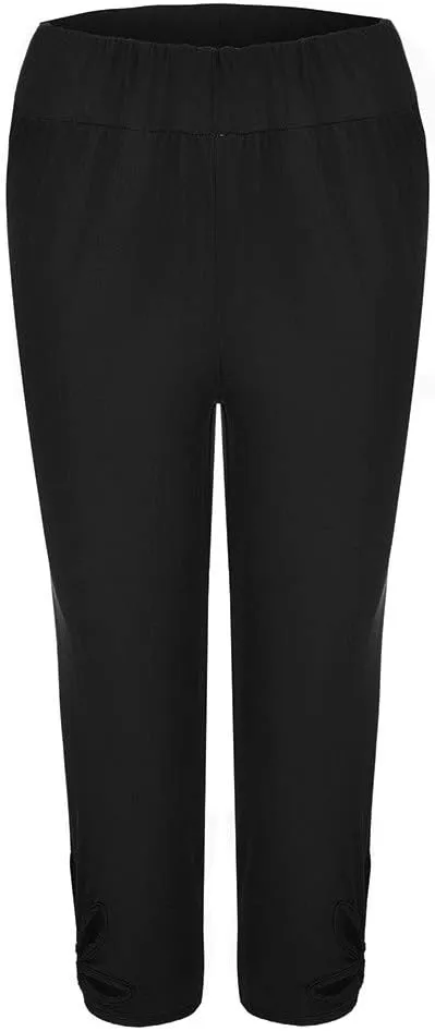 Womens Plus Size Capri Leggings Loose High Elastic Waisted Capris Causal Athletic Yoga Workout Pants Shorts