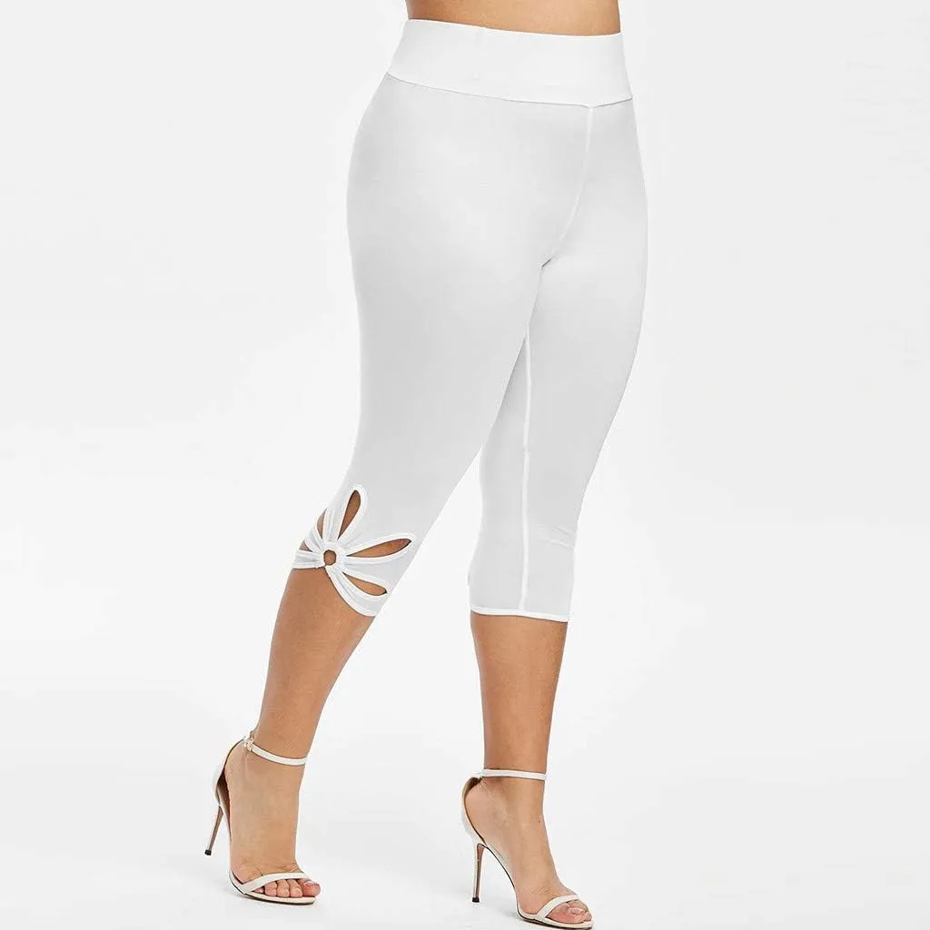 Womens Plus Size Capri Leggings Loose High Elastic Waisted Capris Causal Athletic Yoga Workout Pants Shorts
