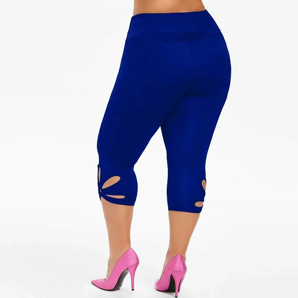 Womens Plus Size Capri Leggings Loose High Elastic Waisted Capris Causal Athletic Yoga Workout Pants Shorts