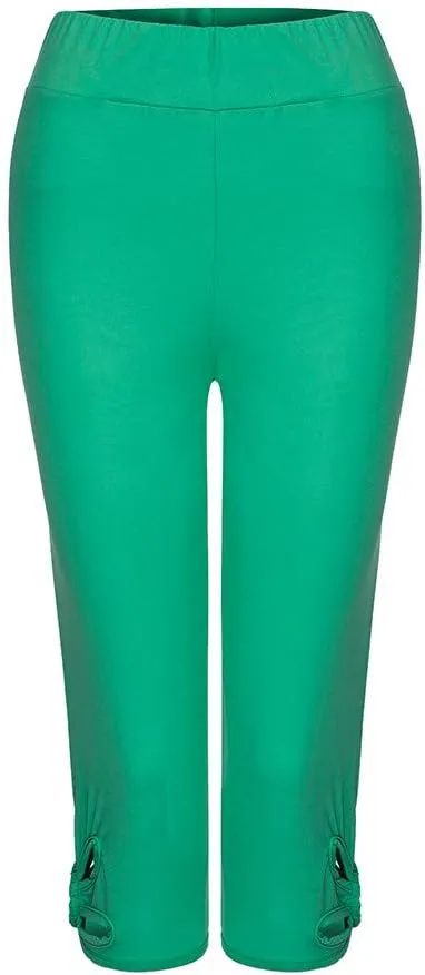 Womens Plus Size Capri Leggings Loose High Elastic Waisted Capris Causal Athletic Yoga Workout Pants Shorts