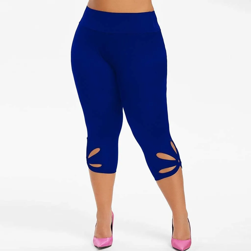Womens Plus Size Capri Leggings Loose High Elastic Waisted Capris Causal Athletic Yoga Workout Pants Shorts
