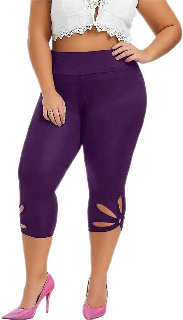Womens Plus Size Capri Leggings Loose High Elastic Waisted Capris Causal Athletic Yoga Workout Pants Shorts