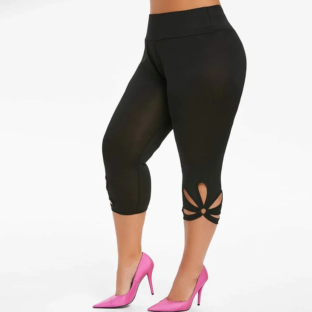 Womens Plus Size Capri Leggings Loose High Elastic Waisted Capris Causal Athletic Yoga Workout Pants Shorts