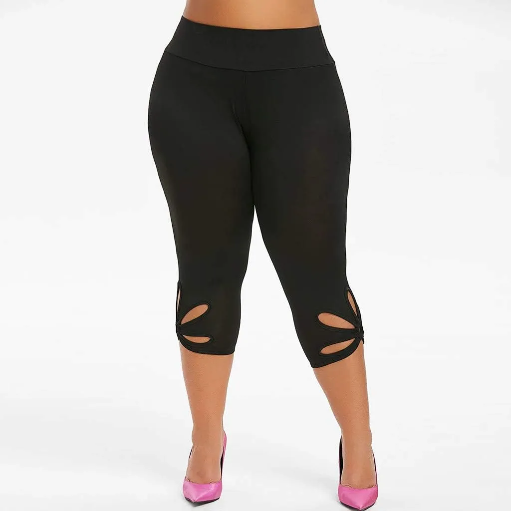 Womens Plus Size Capri Leggings Loose High Elastic Waisted Capris Causal Athletic Yoga Workout Pants Shorts
