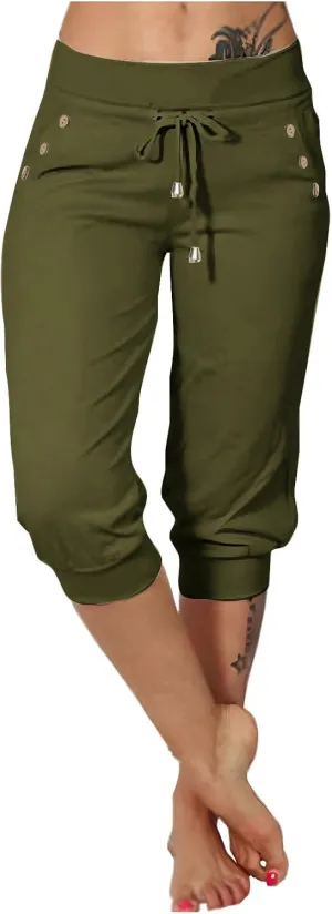 Women's Straight Leg Cropped Pants with Pocket Jogger Track Cuff Sweatpants Drawstring Workout Causal Lounge Pants