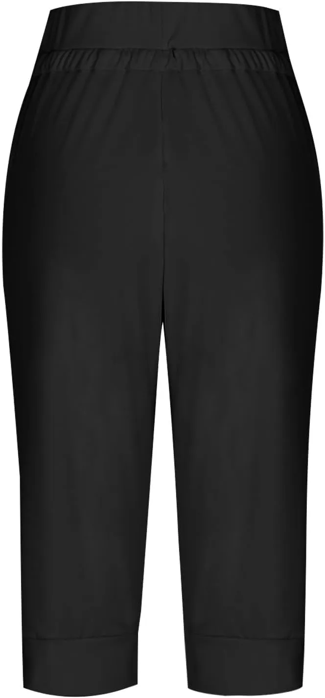 Women's Straight Leg Cropped Pants with Pocket Jogger Track Cuff Sweatpants Drawstring Workout Causal Lounge Pants