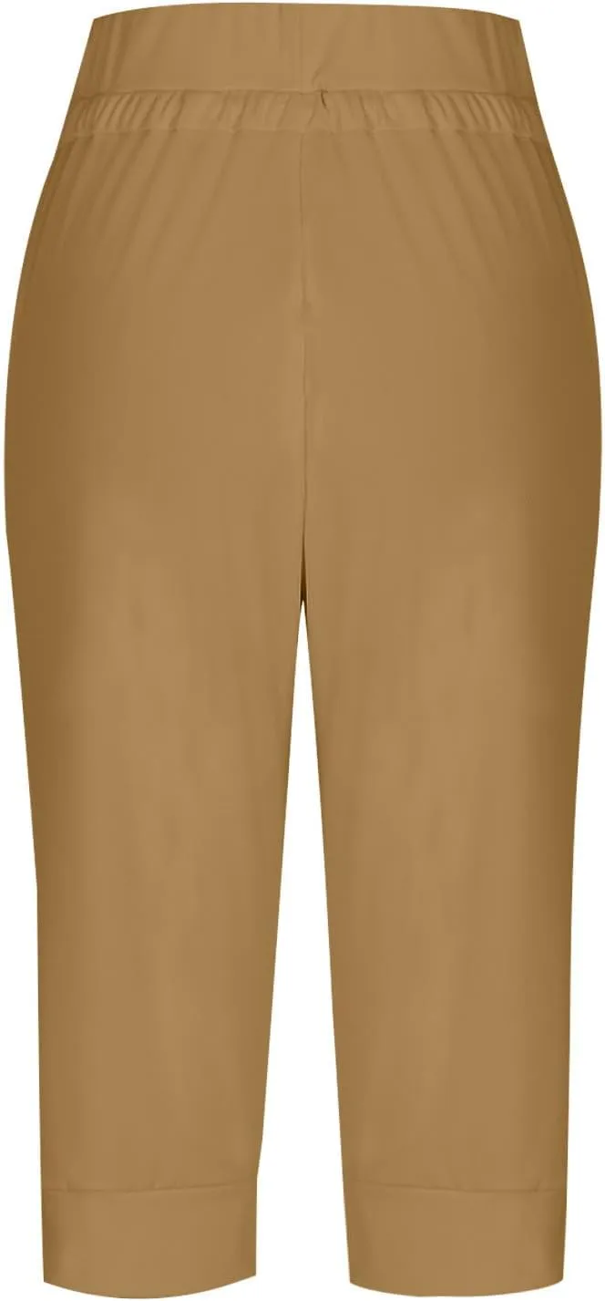 Women's Straight Leg Cropped Pants with Pocket Jogger Track Cuff Sweatpants Drawstring Workout Causal Lounge Pants