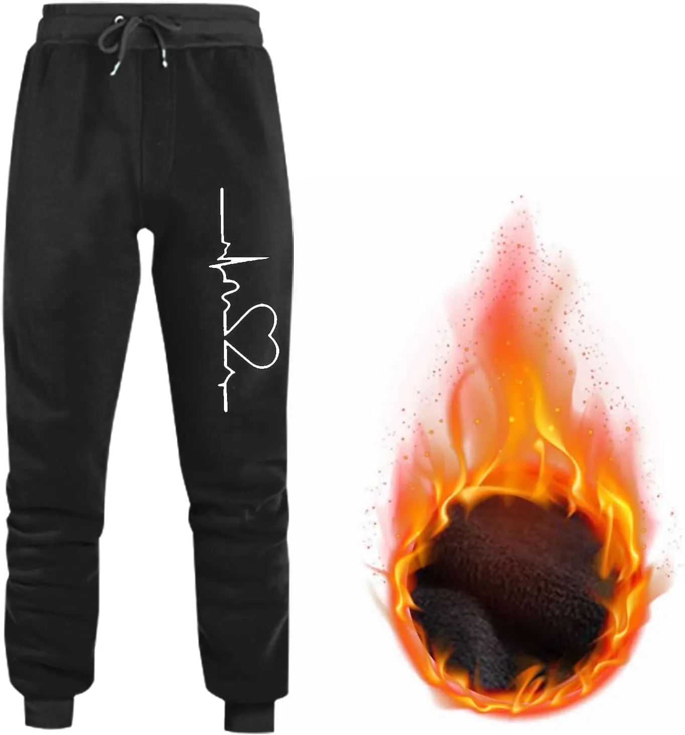 Womens Sweatpants with Pockets Casual Drawstring Cinch Bottom Pants Heart Print Workout Oversized Lounge Joggers