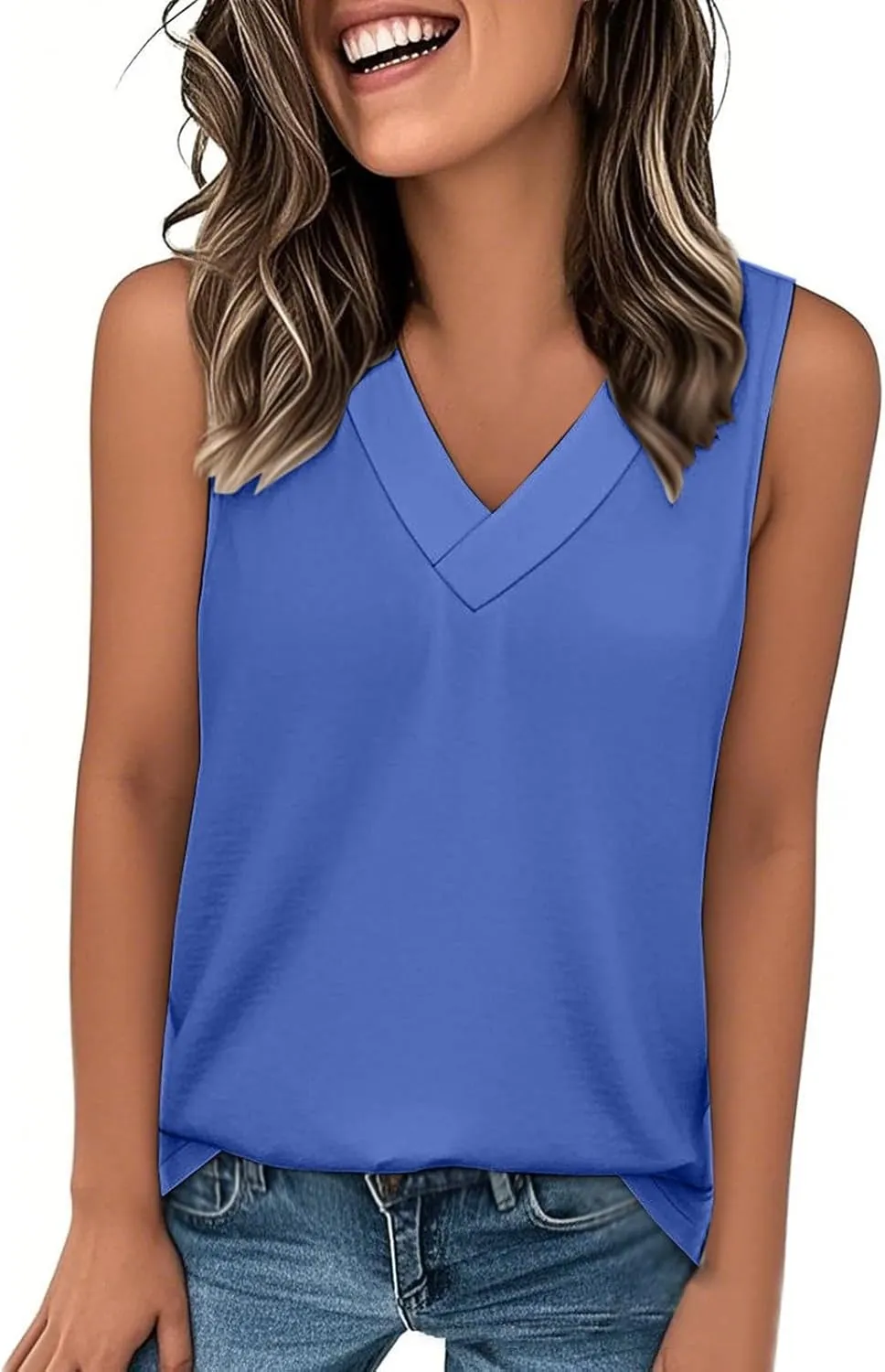 Women's Tank Top 2025 Sleeveless Summer Vacation Beach Fashion Tee Shirt Loose Comfy Casual Flowy Shirts