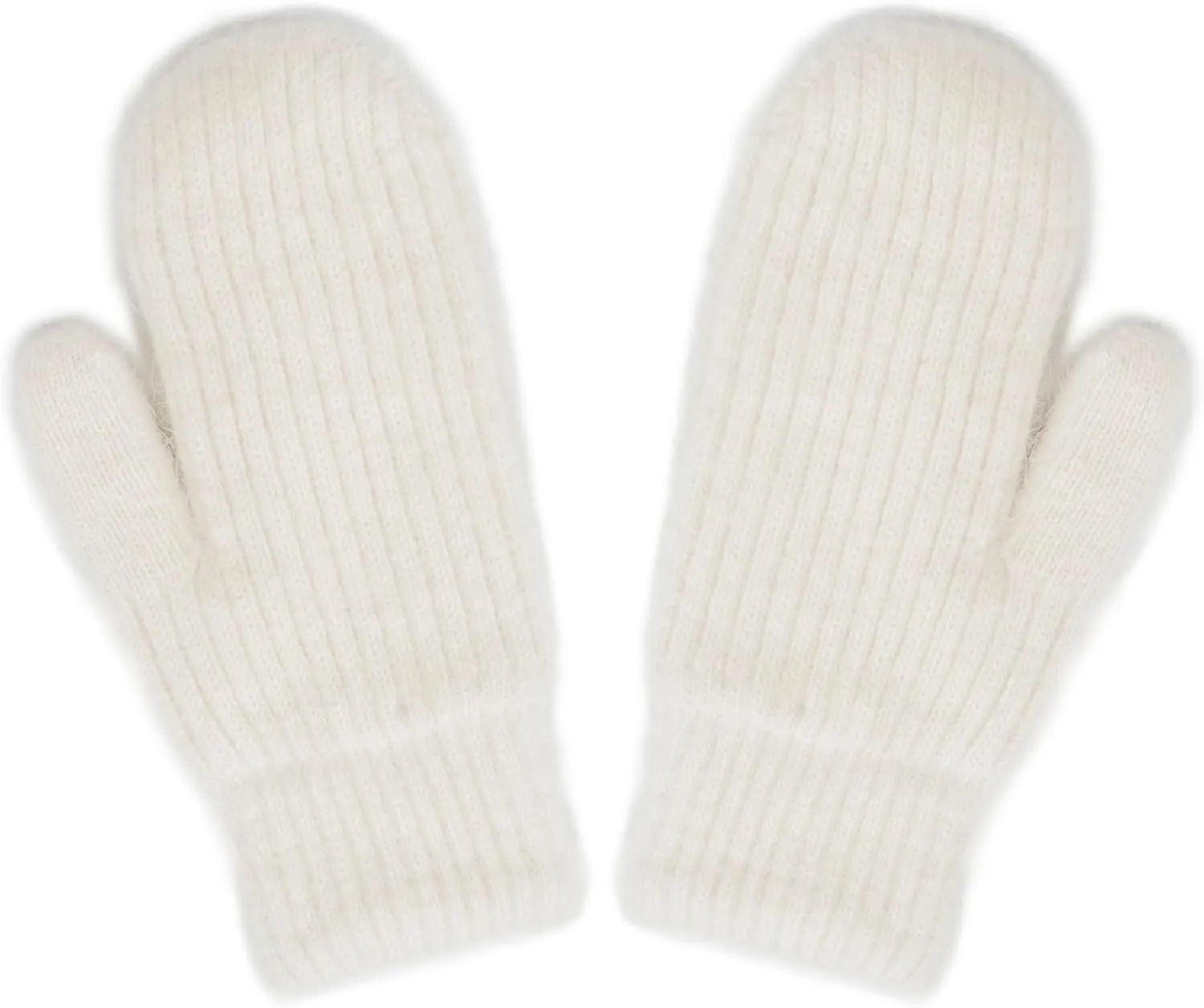 Womens-Winter-Mittens Warm-Knit-Gloves - Soft-Stretchy Faux-Rabbit-Fur-Mittens for Cold-Weather