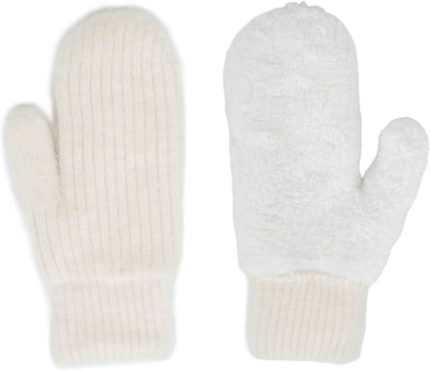 Womens-Winter-Mittens Warm-Knit-Gloves - Soft-Stretchy Faux-Rabbit-Fur-Mittens for Cold-Weather