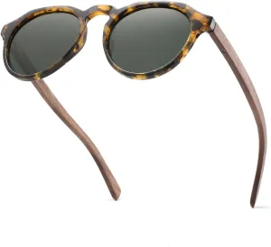 Wooden Sunglasses for Men and Women, UV400 Protection, Walnut Wood Polarized Sunglasses