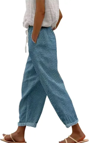 Work Pants Women Summer Casual Drawstring Pants Cotton Linen Casual Summer 2025 Straight Wide Leg Yoga Pants with
