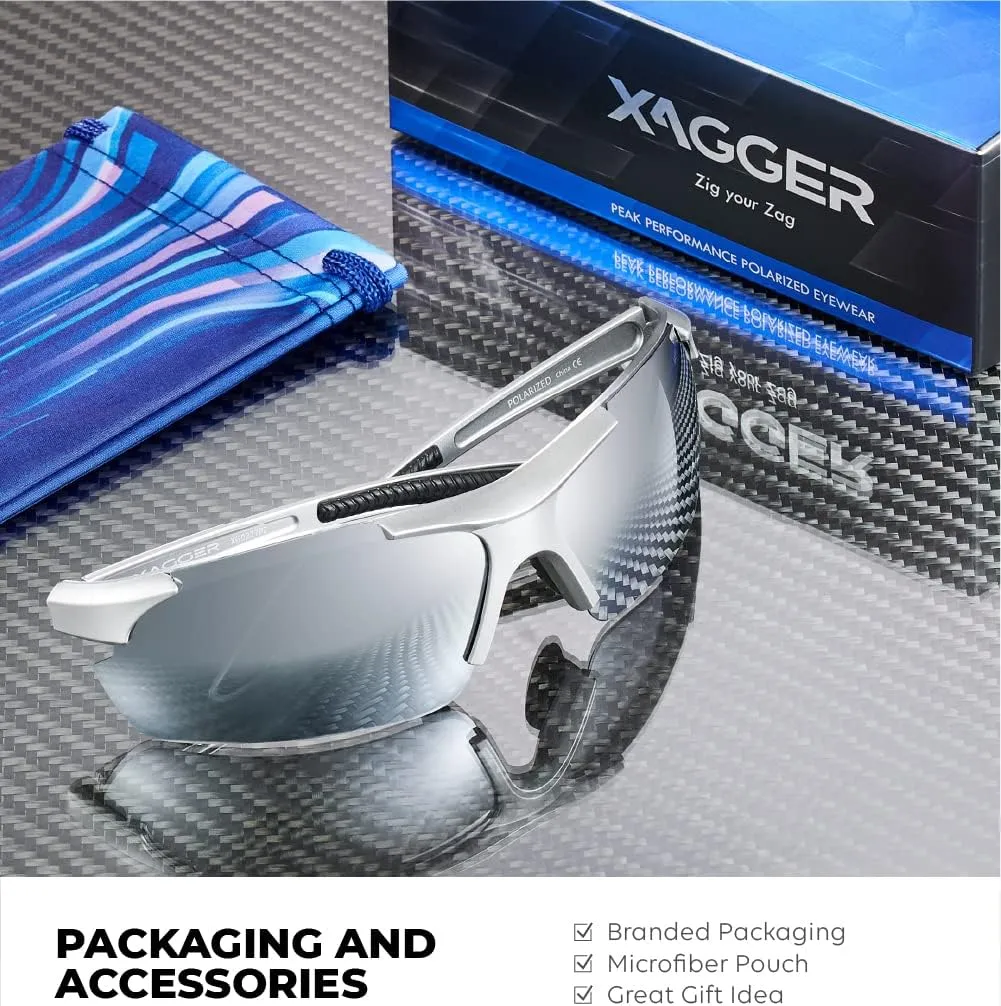 Xagger Polarized Sports Sunglasses for Men Women Wrap Around UV400 Running Baseball Softball Cycling Driving Glasses