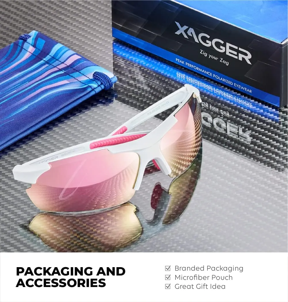 Xagger Polarized Sports Sunglasses for Men Women Wrap Around UV400 Running Baseball Softball Cycling Driving Glasses