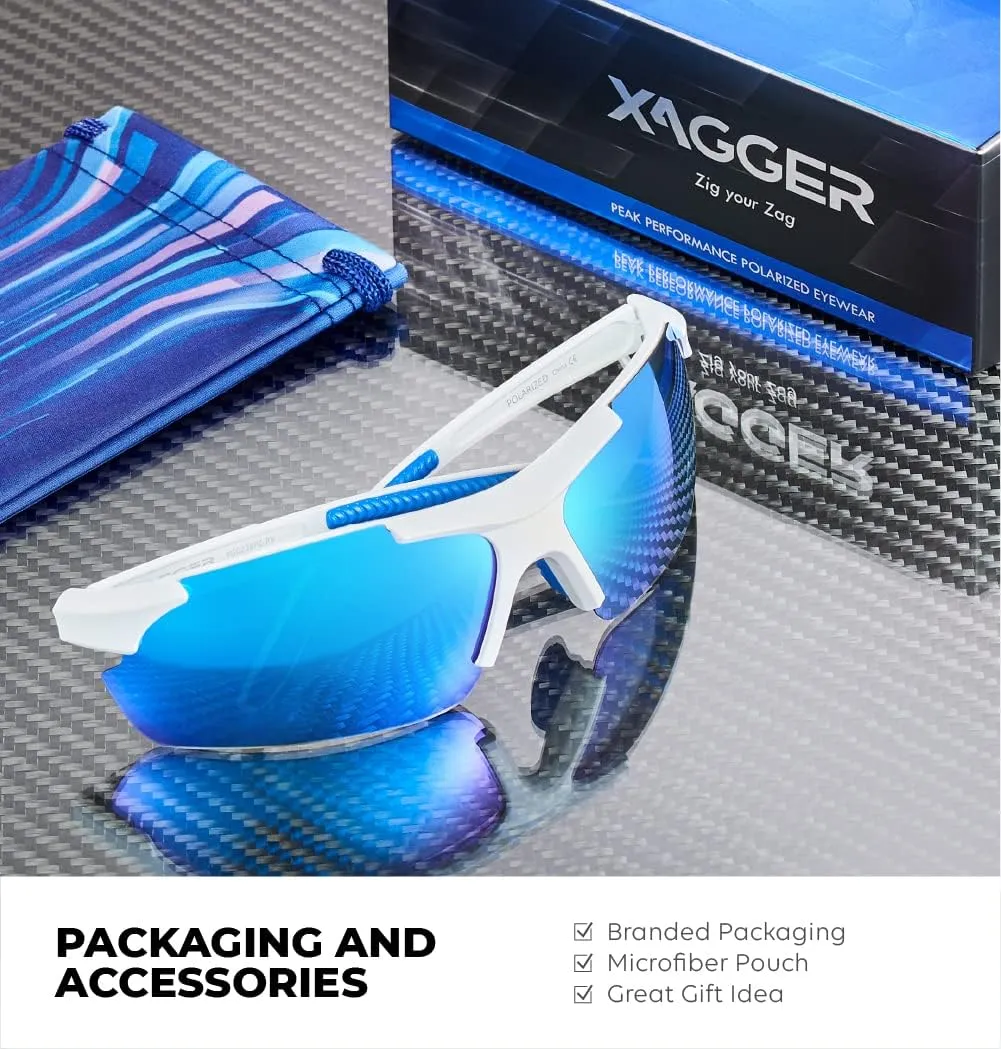 Xagger Polarized Sports Sunglasses for Men Women Wrap Around UV400 Running Baseball Softball Cycling Driving Glasses