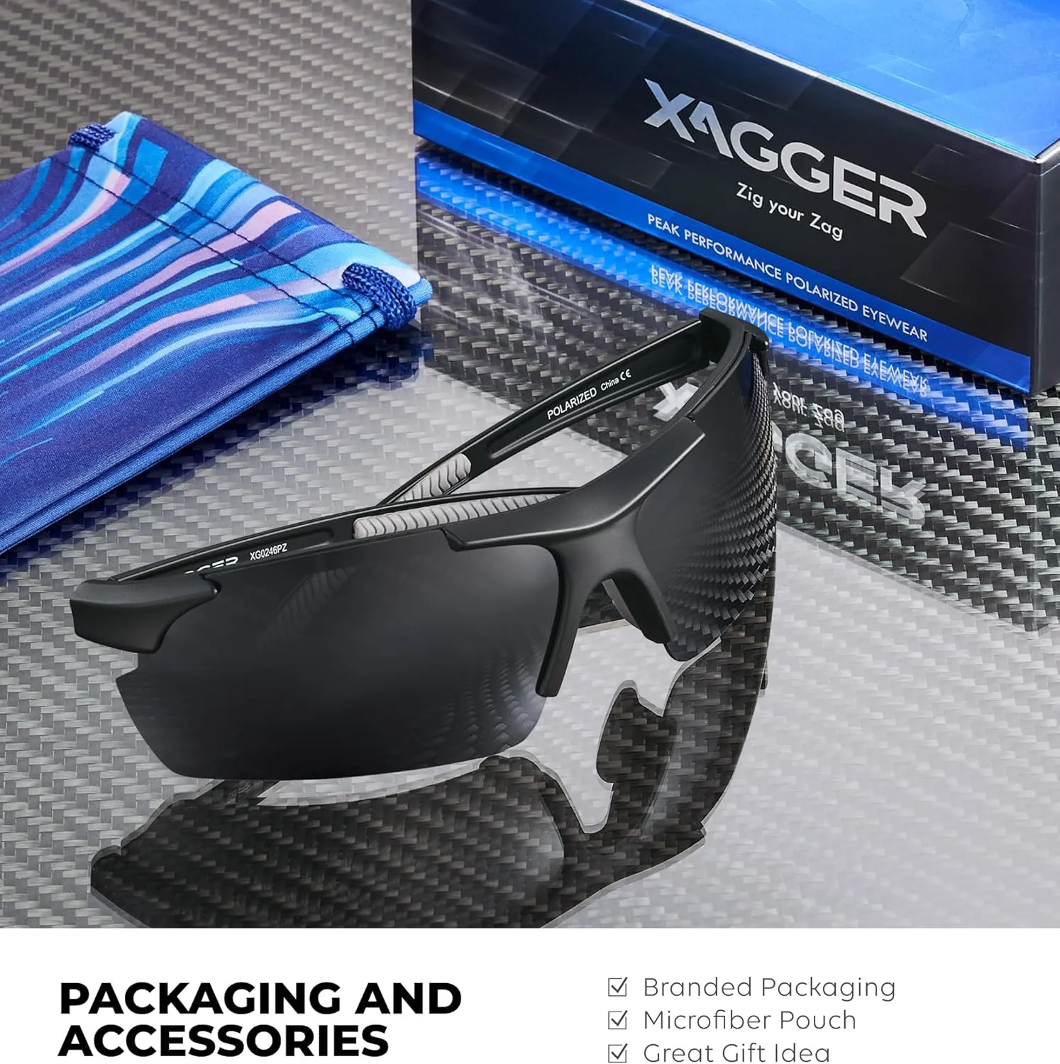 Xagger Polarized Sports Sunglasses for Men Women Wrap Around UV400 Running Baseball Softball Cycling Driving Glasses