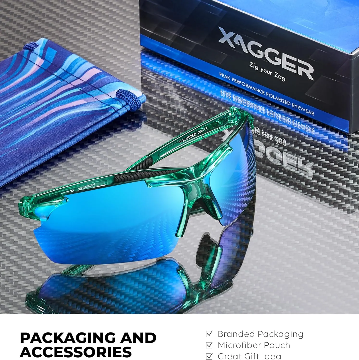 Xagger Polarized Sports Sunglasses for Men Women Wrap Around UV400 Running Baseball Softball Cycling Driving Glasses