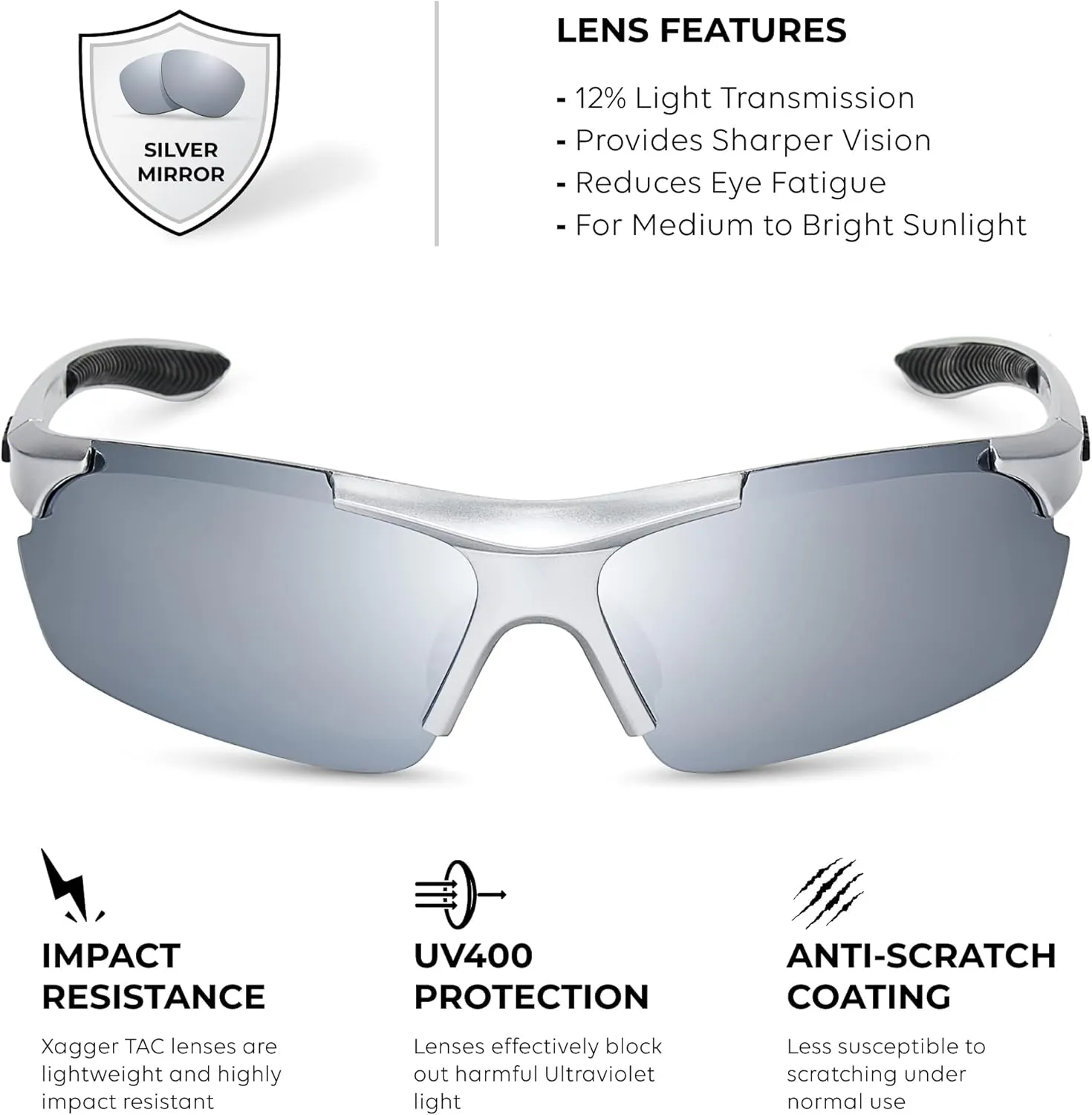 Xagger Polarized Sports Sunglasses for Men Women Wrap Around UV400 Running Baseball Softball Cycling Driving Glasses