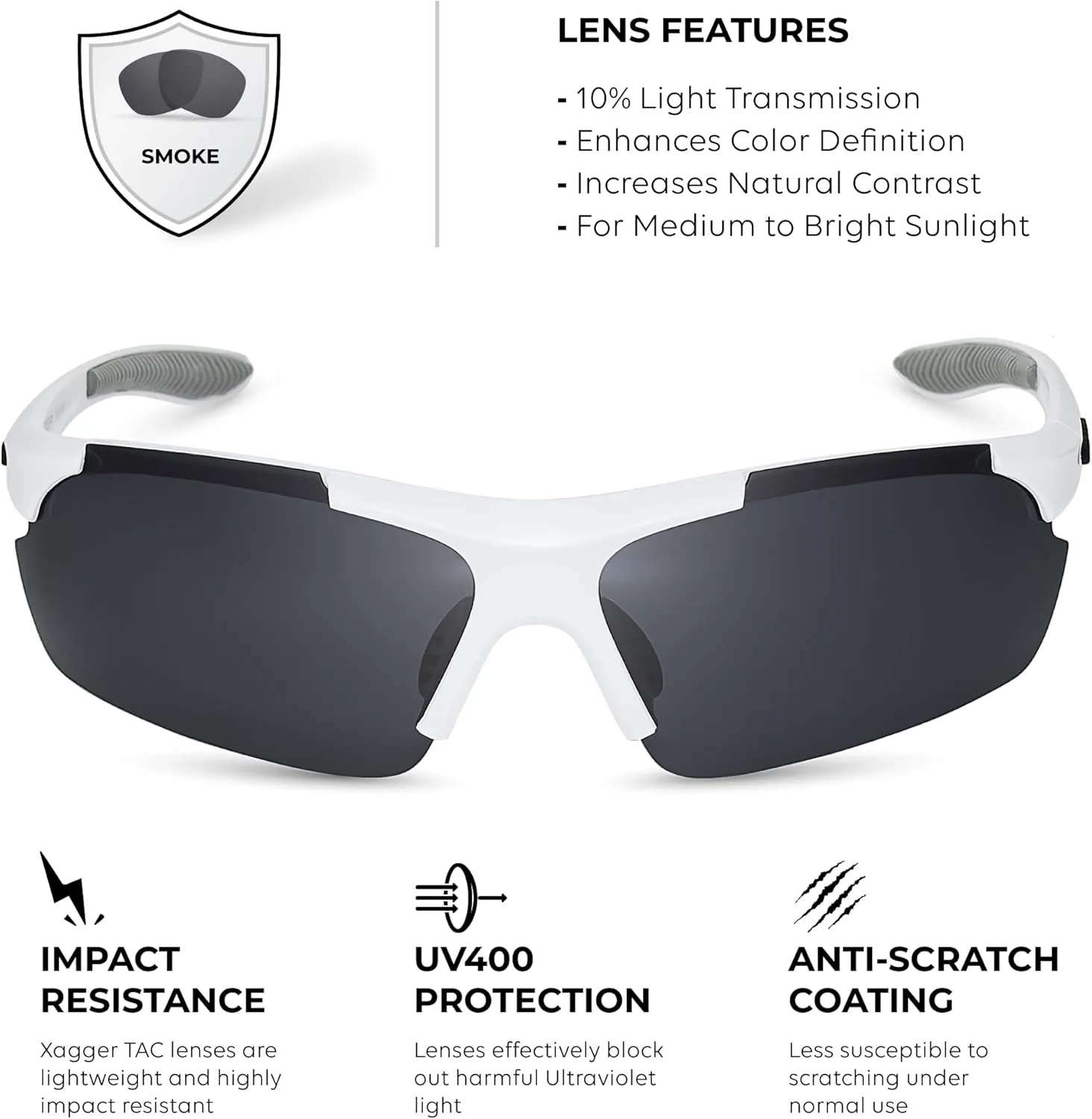 Xagger Polarized Sports Sunglasses for Men Women Wrap Around UV400 Running Baseball Softball Cycling Driving Glasses
