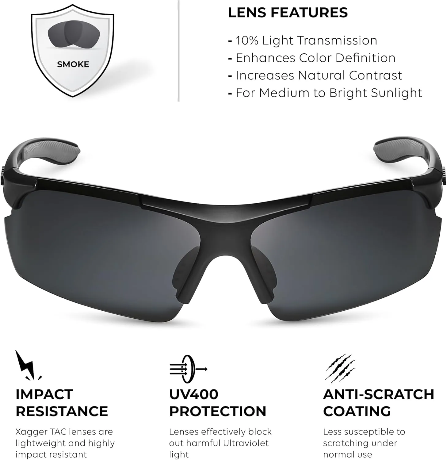 Xagger Polarized Sports Sunglasses for Men Women Wrap Around UV400 Running Baseball Softball Cycling Driving Glasses