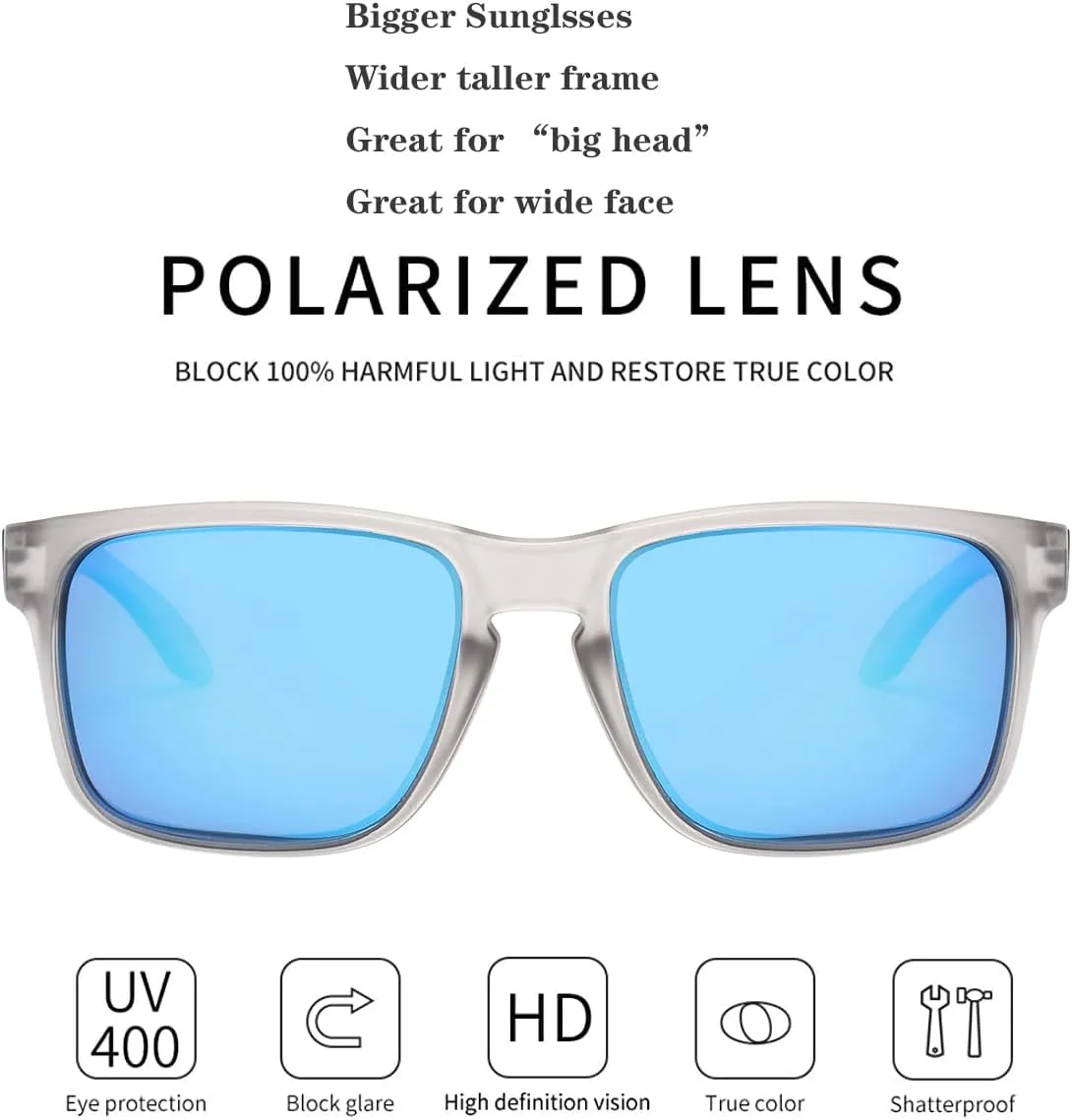 XL Polarized Square Sunglasses for Big Heads Men Women XXL Oversized Big Large Extra Wide Frame Sunglasses