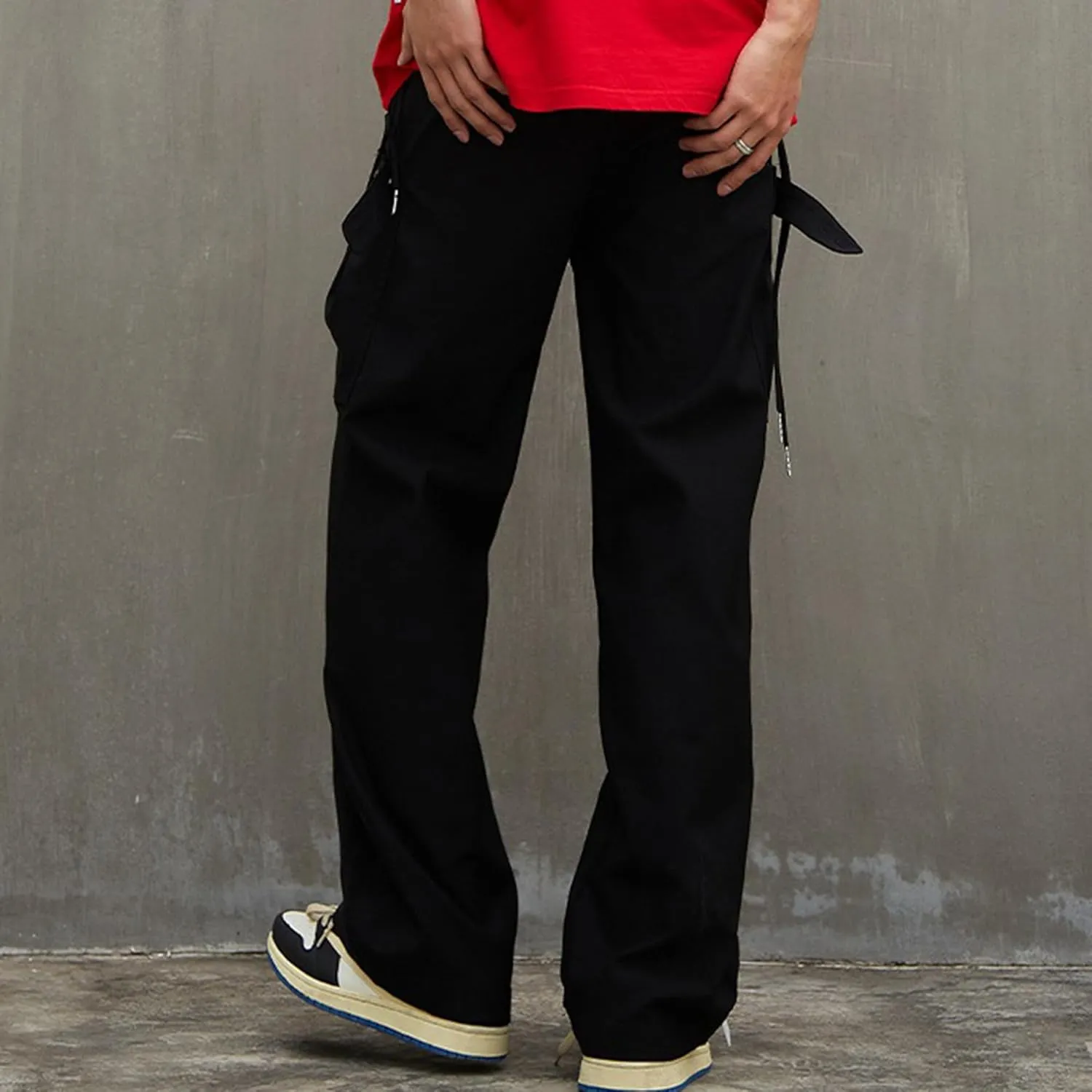 XYXIONGMAO Men's Black Casual Streetwear Harem Cargo Pants Loose Multi-Pocket Techwear Sweatpants Hip Hop Joggers Overalls