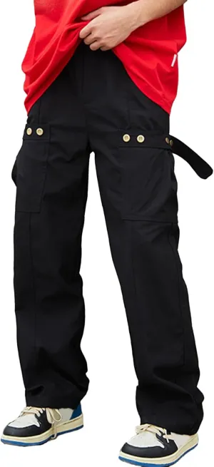 XYXIONGMAO Men's Black Casual Streetwear Harem Cargo Pants Loose Multi-Pocket Techwear Sweatpants Hip Hop Joggers Overalls