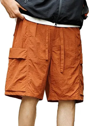 XYXIONGMAO Men's Black Functional Casual Baggy Hip Hop Overall Shorts Streetwear Cargo Pants Multi-Pocket Sweatpants for Men