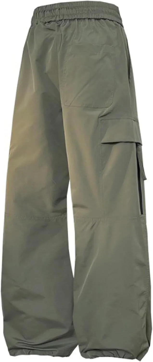 XYXIONGMAO Men's Black Hip Hop Joggers Overalls Casual Streetwear Loose Techwear Sweatpants Wrinkled Multi-Pocket Cargo Pants