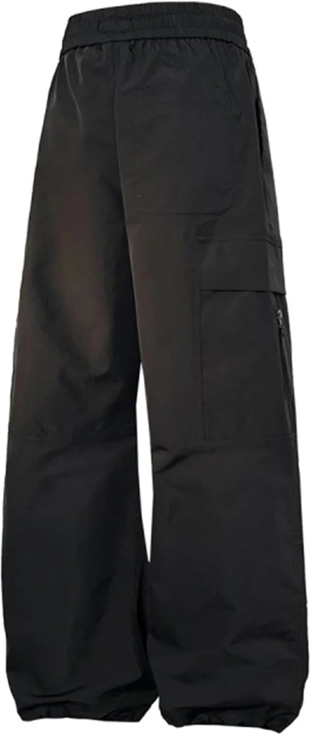 XYXIONGMAO Men's Black Hip Hop Joggers Overalls Casual Streetwear Loose Techwear Sweatpants Wrinkled Multi-Pocket Cargo Pants