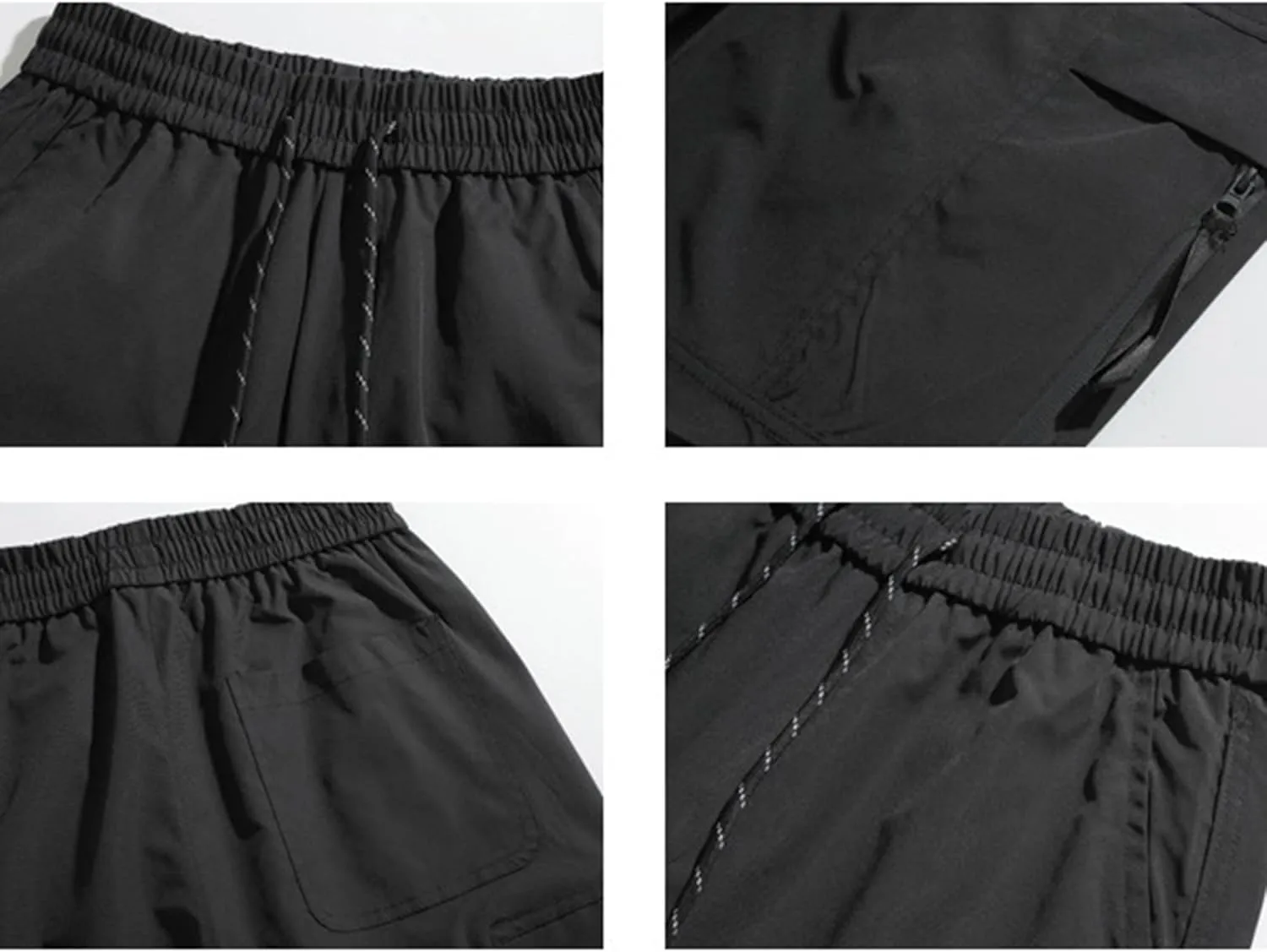 XYXIONGMAO Men's Black Hip Hop Joggers Overalls Casual Streetwear Loose Techwear Sweatpants Wrinkled Multi-Pocket Cargo Pants