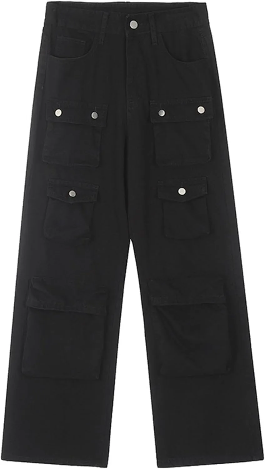 XYXIONGMAO Men's Blue Denim Cargo Pants Multi-Pocket Washed Hip Hop Casual Jeans Streetwear Sweatpants Techwear Overalls