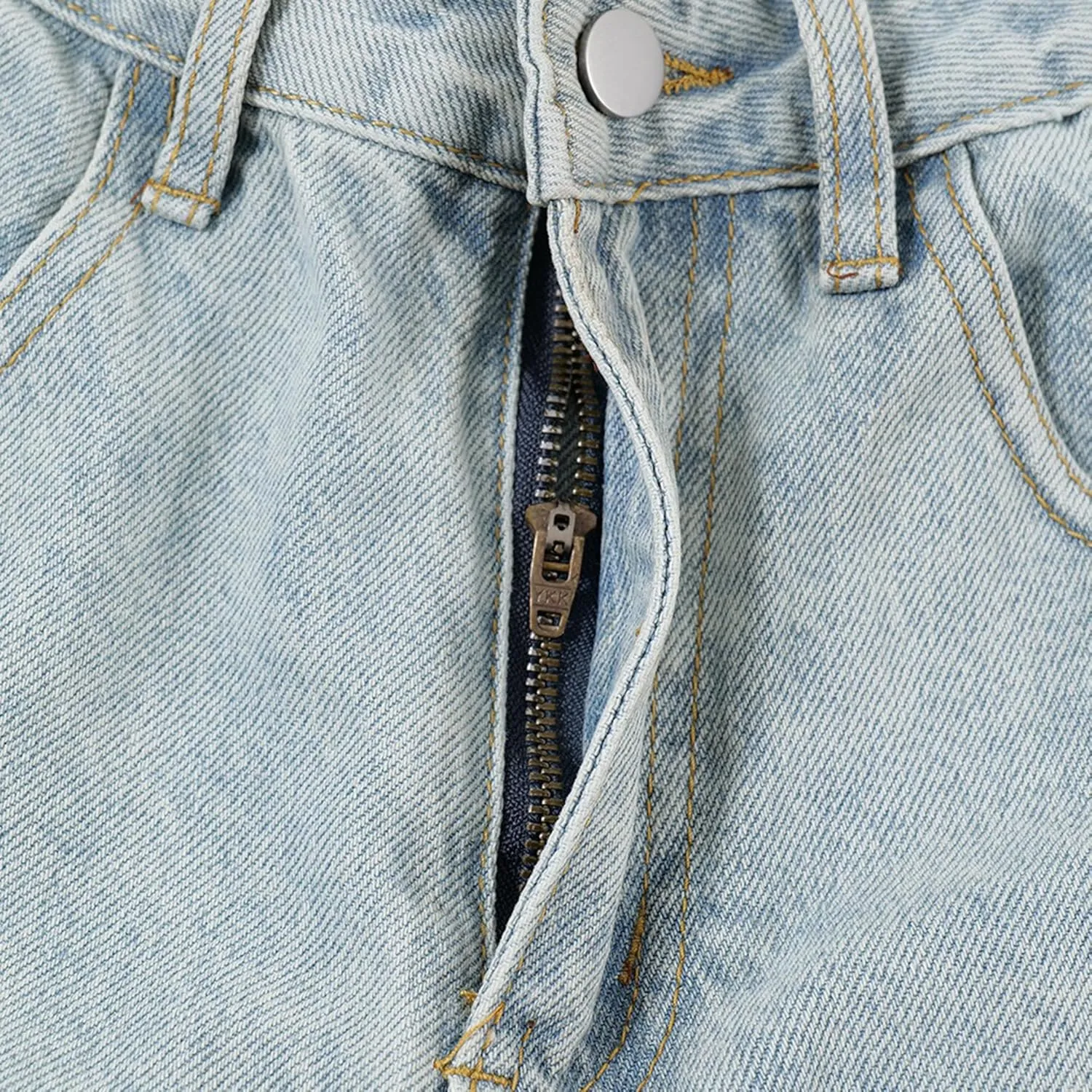 XYXIONGMAO Men's Blue Denim Heavy Washed Multi-Pocket Cargo Pants Functional Hip Hop Techwear Streetwear Slacks Jeans