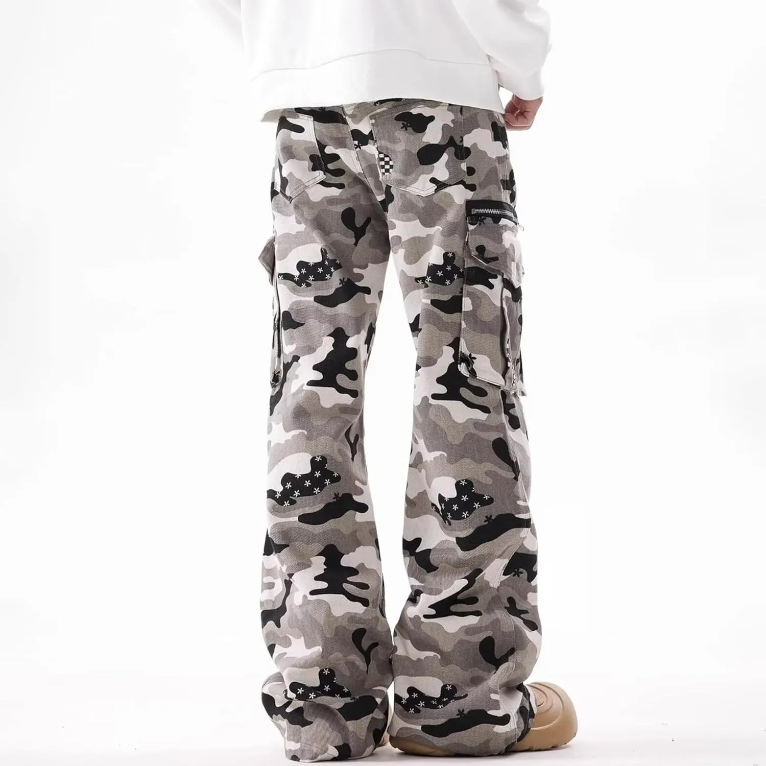 XYXIONGMAO Men's Camouflage Cargo Pants Multi-Pocket Denim Streetwear Sweatpants Techwear Overalls Hip Hop Casual Jeans