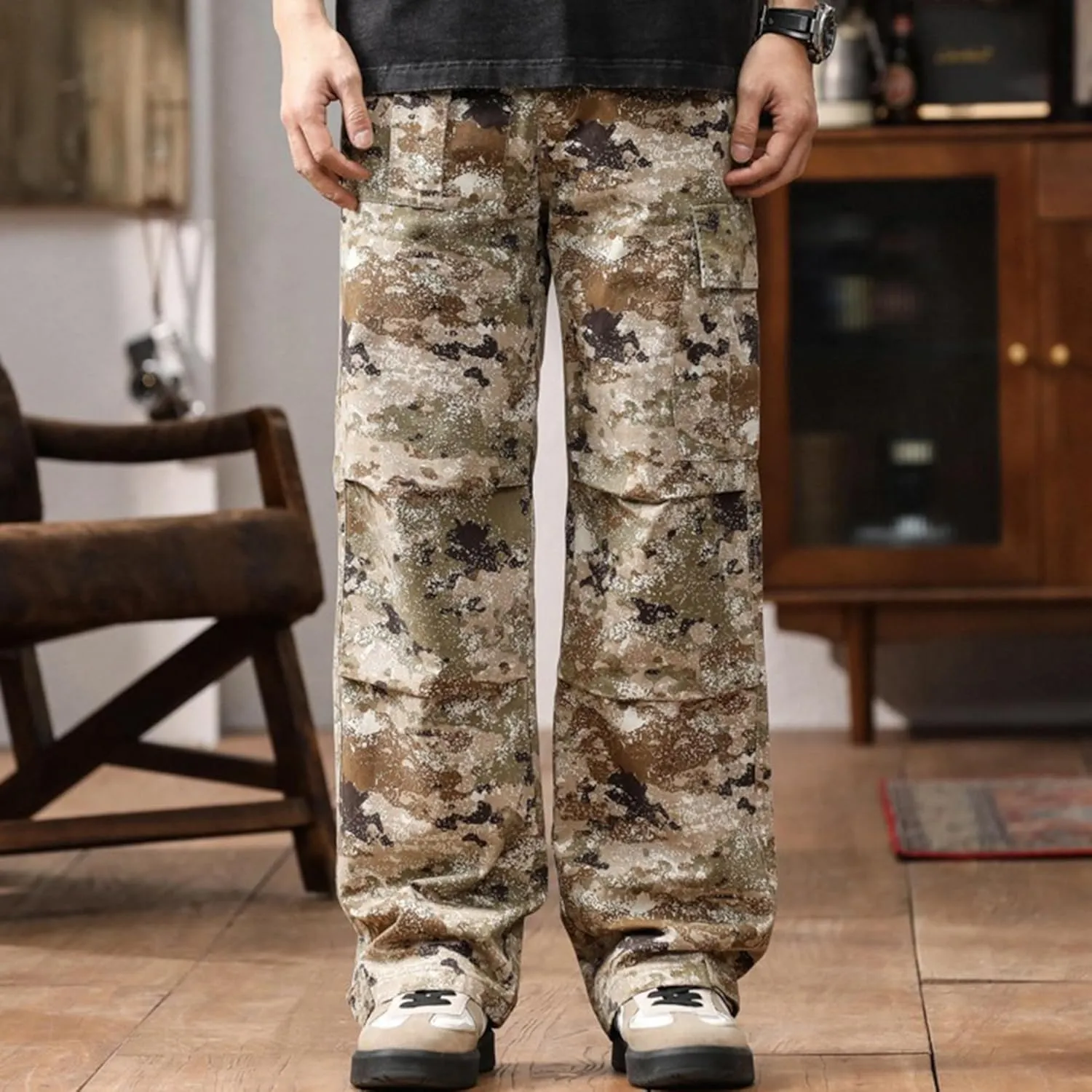 XYXIONGMAO Men's Camouflage Functional Retro Multi-Pocket Cargo Pants Streetwear Casual Hip Hop Techwear Sweatpants
