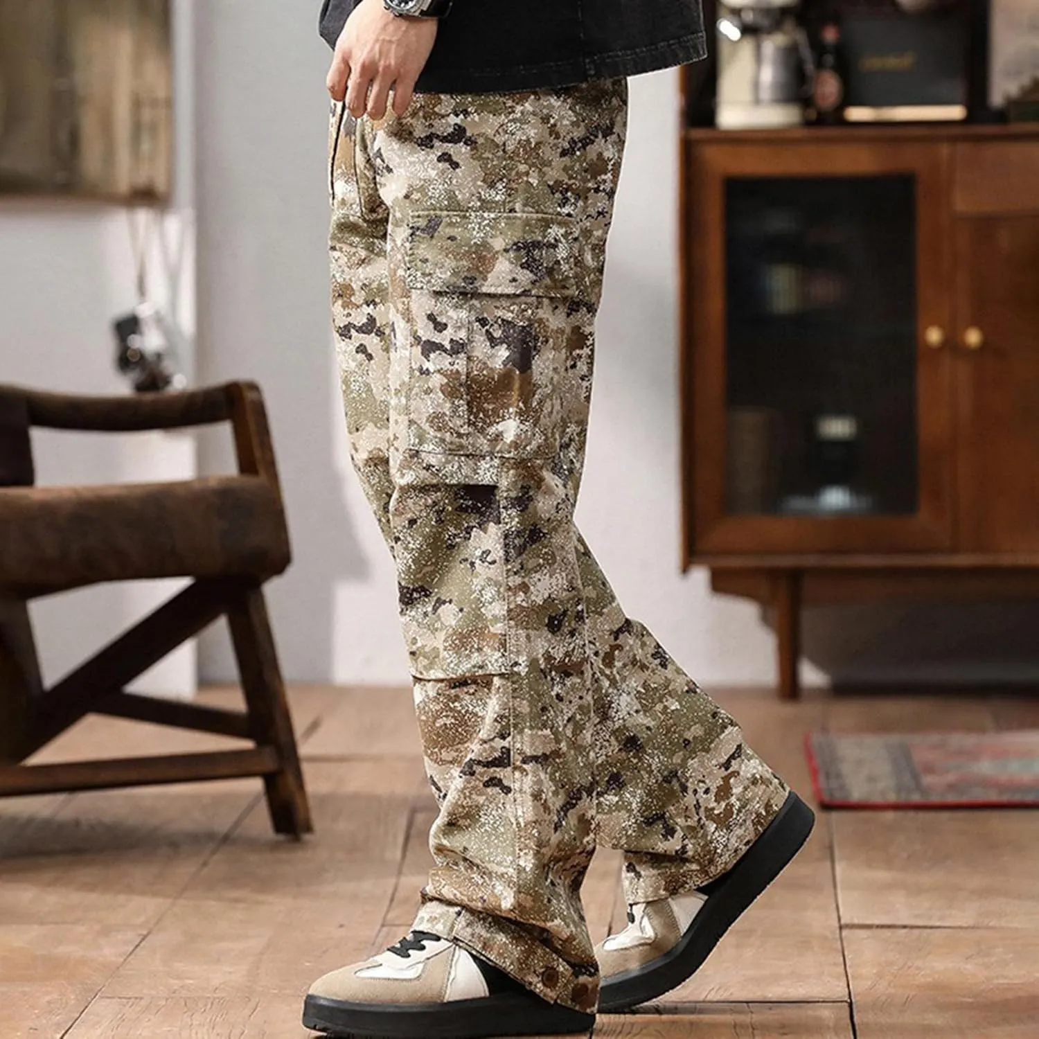 XYXIONGMAO Men's Camouflage Functional Retro Multi-Pocket Cargo Pants Streetwear Casual Hip Hop Techwear Sweatpants