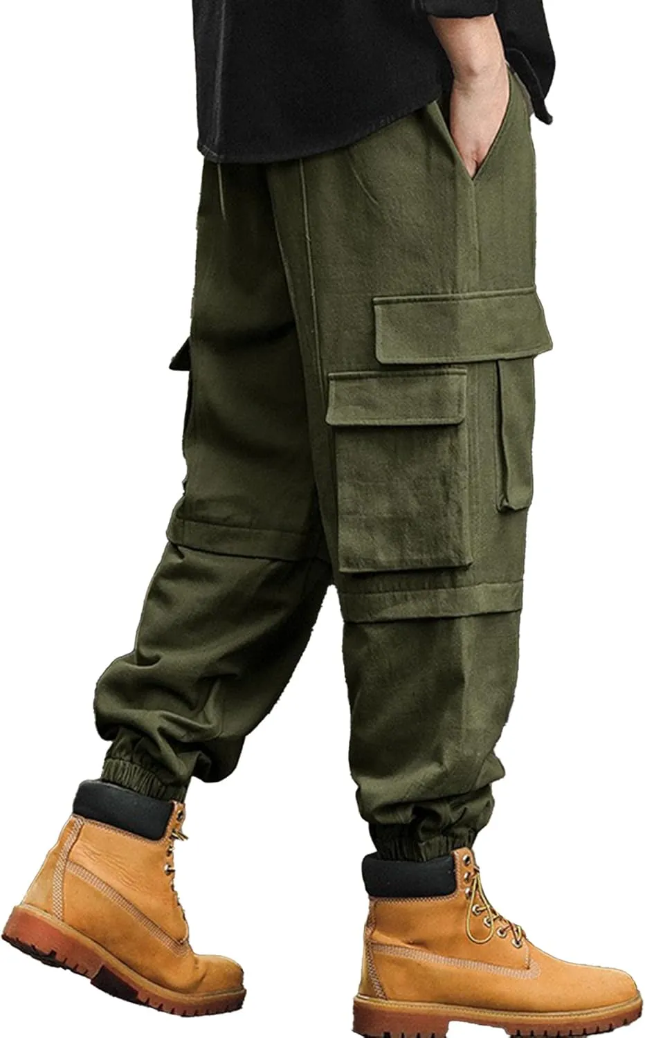XYXIONGMAO Men's Hip Hop Multi-Pocket Black Cargo Pants Casual Streetwear Techwear Overalls Loose Joggers Sweatpants