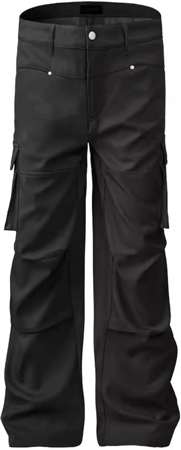 XYXIONGMAO Men's Loose Streetwear Black Function Techwear Casual Multi-Pocket Hip Hop Cargo Pants Overalls Joggers Sweatpants
