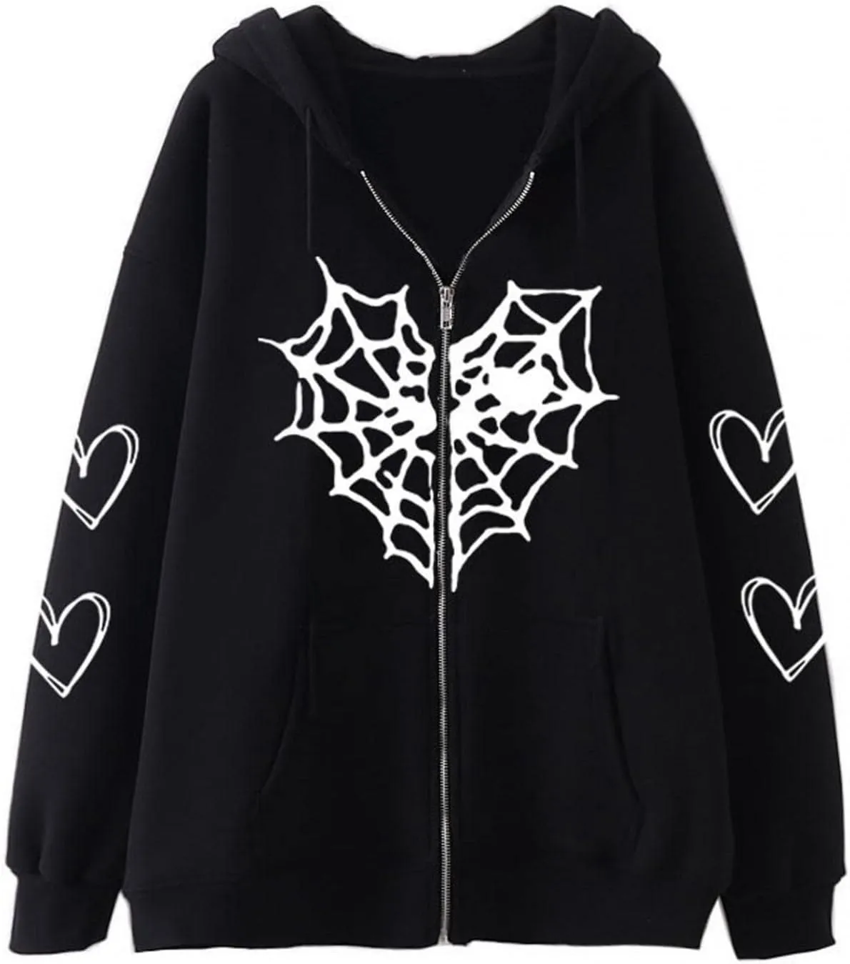 Y2K Hoodies for Women Pullover Print Graphic Pockets Hooded Jacket 90s Long Sleeve Sweatshirt Fall Drop Shoulder with Hood