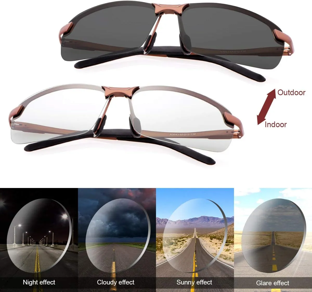 YIMI Men Photochromic Polarized Sports Sunglasses Cycling Fishing Driving Glasses UV Protection Eyeglasses Anti Glare Eyewear