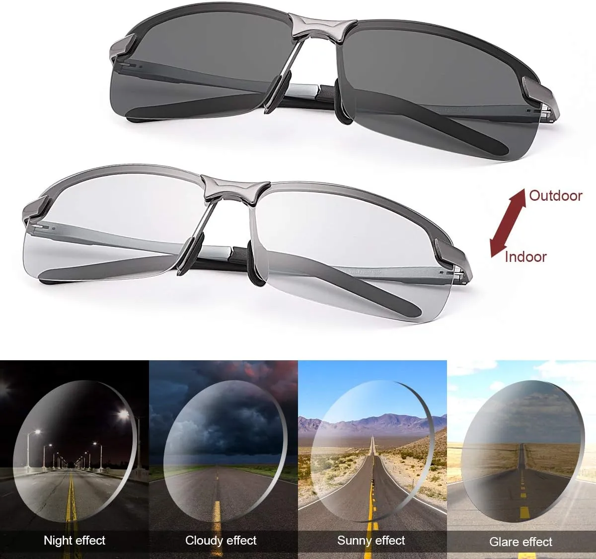 YIMI Men Photochromic Polarized Sports Sunglasses Cycling Fishing Driving Glasses UV Protection Eyeglasses Anti Glare Eyewear