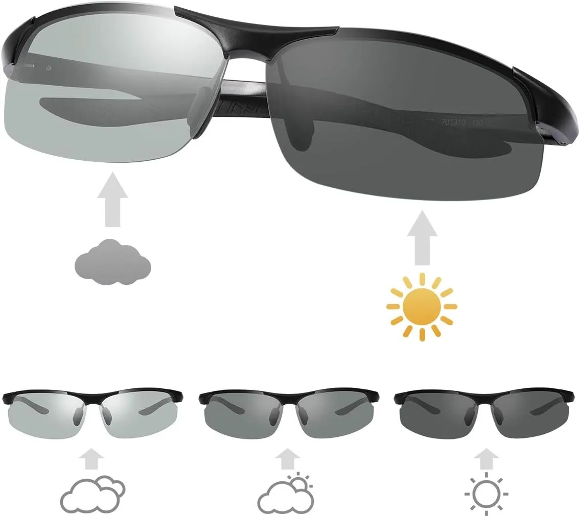 YIMI Men Photochromic Polarized Sports Sunglasses Cycling Fishing Driving Glasses UV Protection Eyeglasses Anti Glare Eyewear